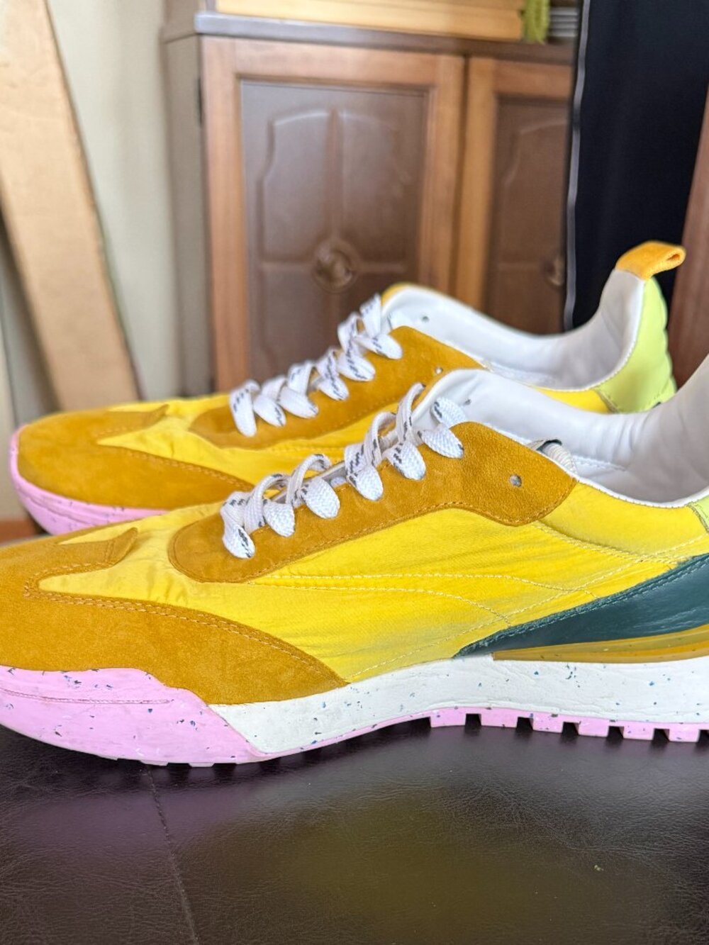 ONCEPT Brooklyn Yellow Multi Leather Suede Sneakers - Size 8